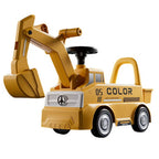 Excavator Manual pentru copii, 3 ani, Sport, Claxon, Cutie Depozitare, Lumini, Scaun, 62x26x47 cm, Galben