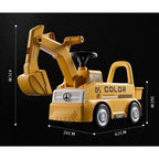 Excavator Manual pentru copii, 3 ani, Sport, Claxon, Cutie Depozitare, Lumini, Scaun, 62x26x47 cm, Galben