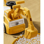 Excavator Manual pentru copii, 3 ani, Sport, Claxon, Cutie Depozitare, Lumini, Scaun, 62x26x47 cm, Galben
