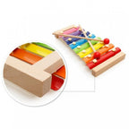 Instrument Muzical Xilofon , din Lemn, 8 Note Muzicale, 2 Bete de Percutie, 4-6 Ani, Multicolor