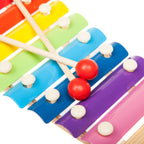 Instrument Muzical Xilofon , din Lemn, 8 Note Muzicale, 2 Bete de Percutie, 4-6 Ani, Multicolor