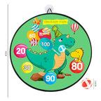 Joc Darts pentru Copii, Placa Pliabila 70 cm, 8 Mingii Velcro/Scai Simple, 2 Mingii Luminoase, Model Dinozaur Park, Verde
