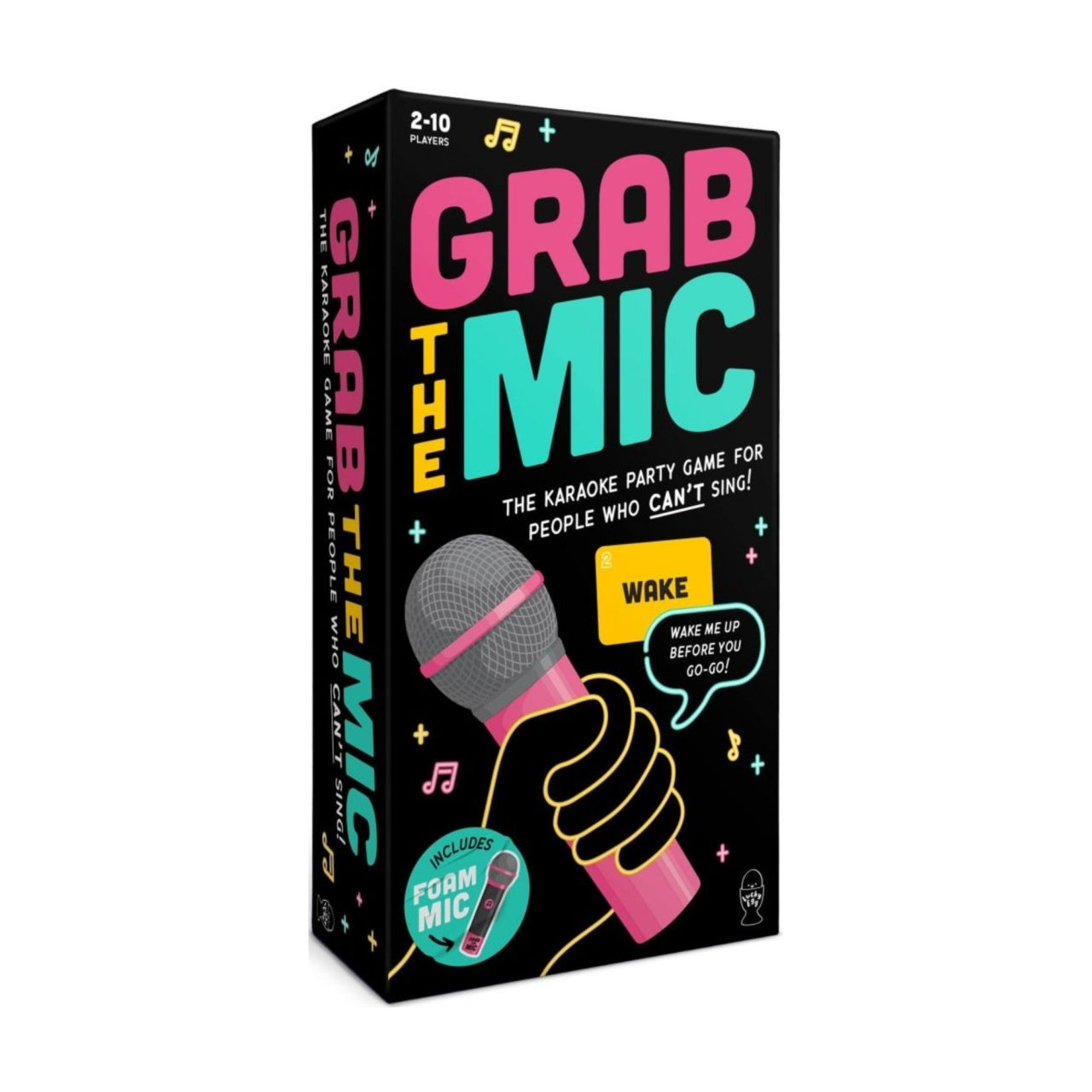 Joc de Societate Grab The Mic, Tip Karaoke, 125 de Carti cu Cuvinte, Microfon din Spuma, Tabla de Joc, Jetoane, 11.5 x 22 x 7 cm, Negru/Roz