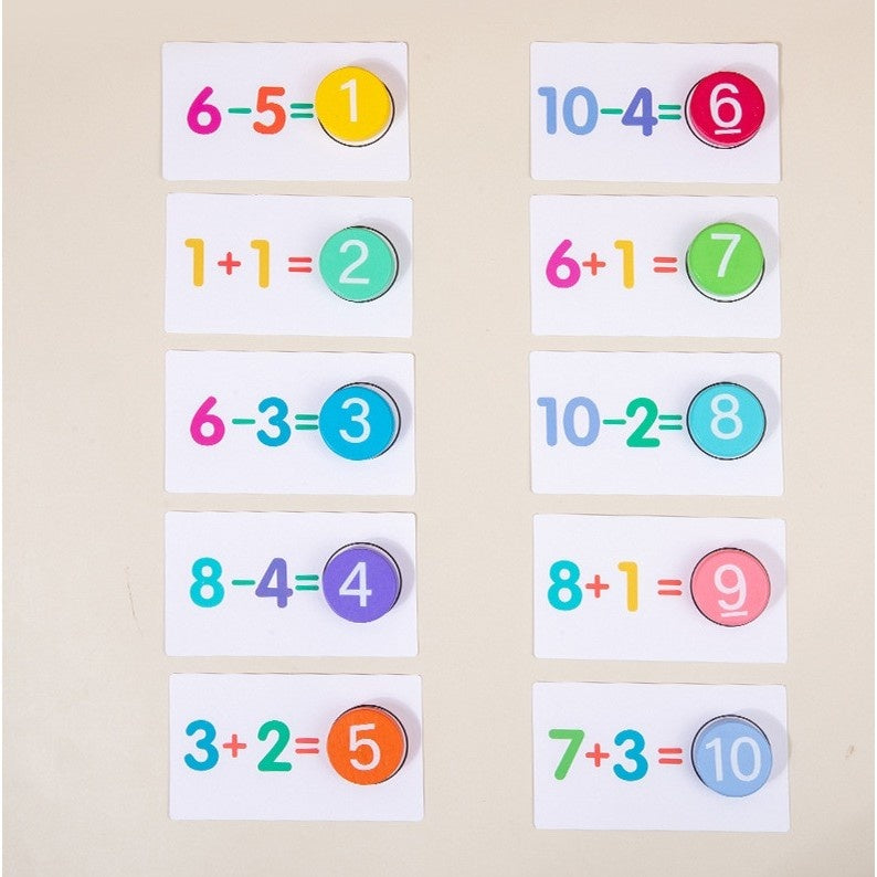 Joc Educational, Invatare Adunare si Scadere, Cifre din Lemn, 46 Planse, +3 Ani, Multicolor