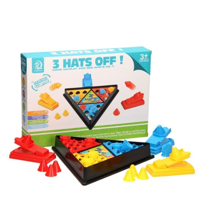 Joc Interactiv pentru Copii, 3 Hats Off, Tabla de Joc, Figurine Palarii, +3 Ani, Multicolor