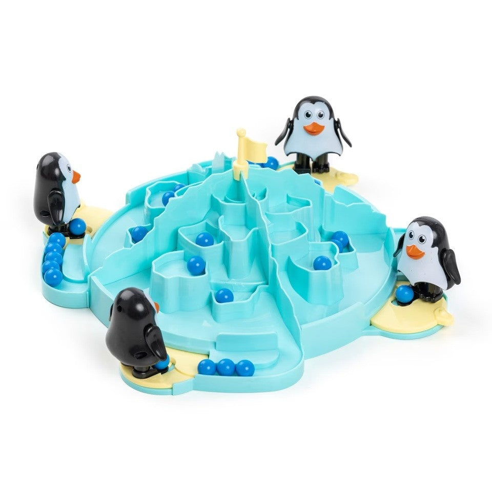 Joc Interactiv pentru Copii, Batalia Pinguinilor, 3 ani+, Tabla de Joc, Figurine Pinguini, Mingi, Multicolor