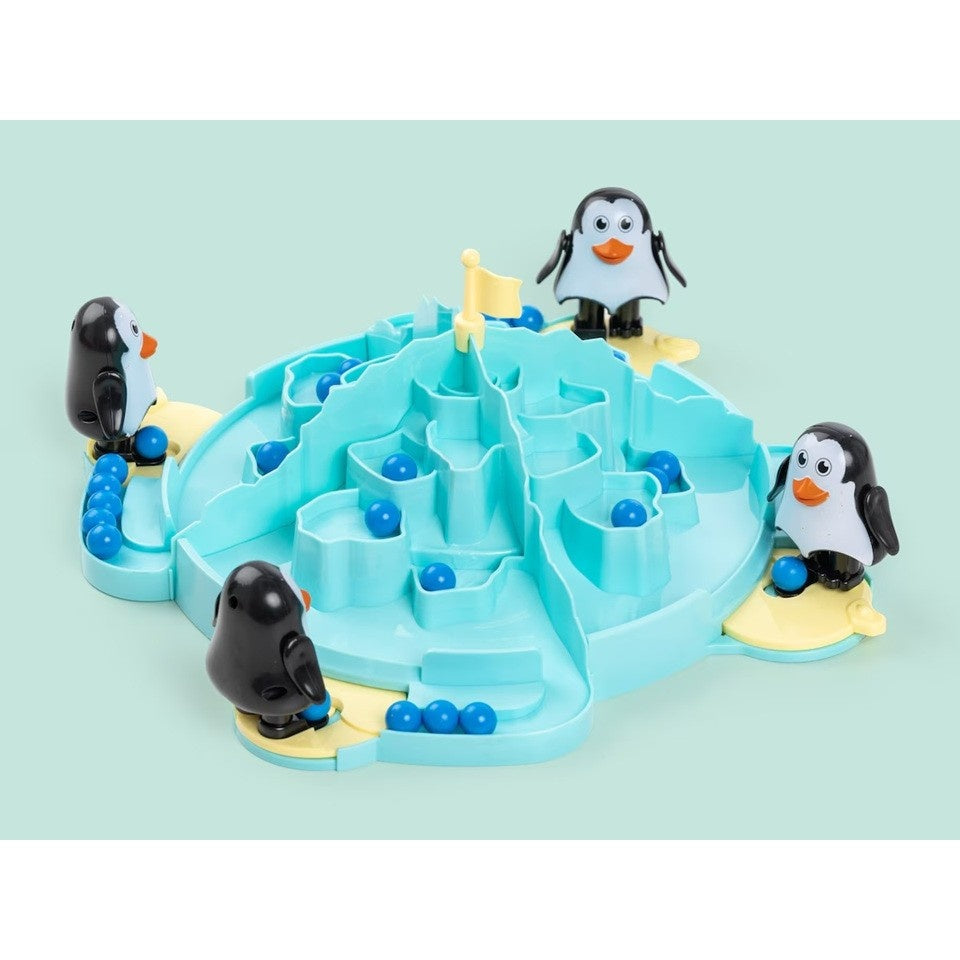 Joc Interactiv pentru Copii, Batalia Pinguinilor, 3 ani+, Tabla de Joc, Figurine Pinguini, Mingi, Multicolor