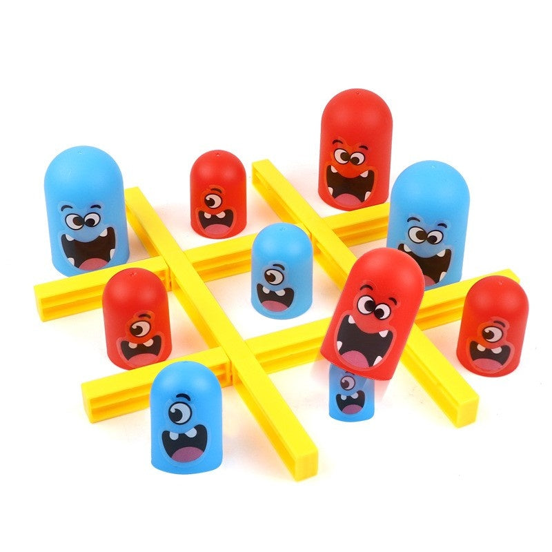 Joc Interactiv, Tic Tac Toe Gobble, din Plastic, +3 Ani, 18 Piese, 21.5 x 4 x 10 cm, Albastru/Rosu