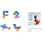 Joc Magnetic Tangram, 7 Piese Magnetice, Forme Geometrice, 3 Ani, EVA, ABS, Magnet, 10.5 x 10.5 x 2.2 cm, Multicolor