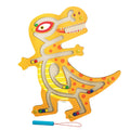 Joc Montessori cu Bile, Creion Magnetic, Tip Labirint, din Lemn, Model Tiranozaur, 21x18 cm, Portocaliu