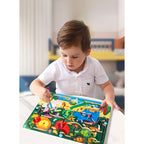 Joc Montessori de Sortare Culori, Creion Magnetic, Tip Labirint Ilustrat, din Lemn, Model Animale Salbatice, 39x29x1.5 cm