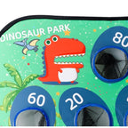 Joc pentru Copii, Aruncarea Sacilor cu Nisip, Sageti, 8 Mingi, 4 Saci, Geanta Portabila, Interactiv, Model Dinozauri, 77.5x44.5x42 cm, Multicolor