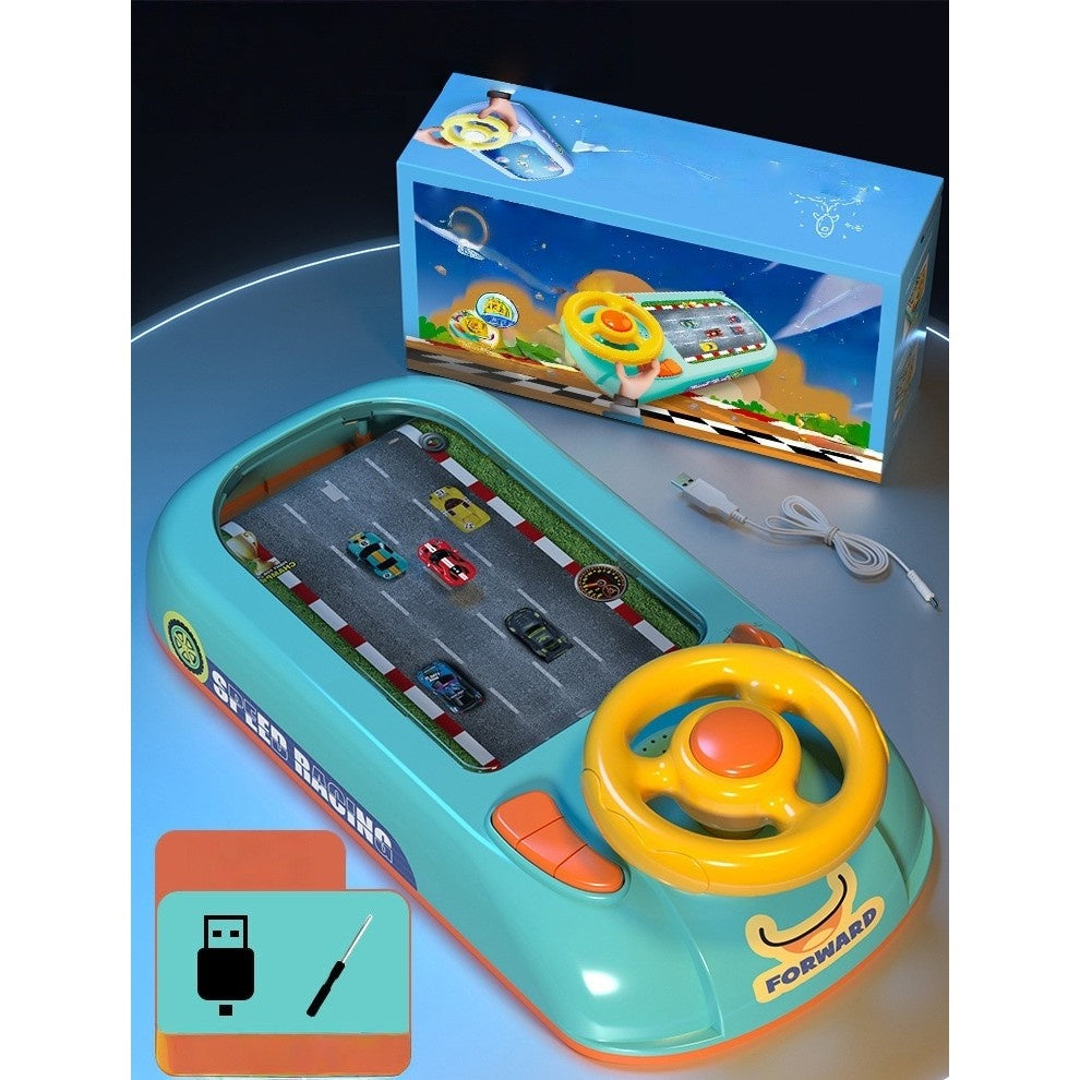 Joc Simulator de Condus, 3-6 Ani, Volan Interactiv, Efecte Sonore, din ABS, USB Inclus, Verde