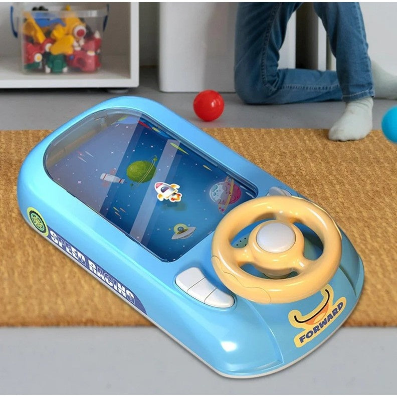 Joc Simulator de Condus, 3-6 Ani, Volan Interactiv, Efecte Sonore, din ABS, USB Inclus, Albastru