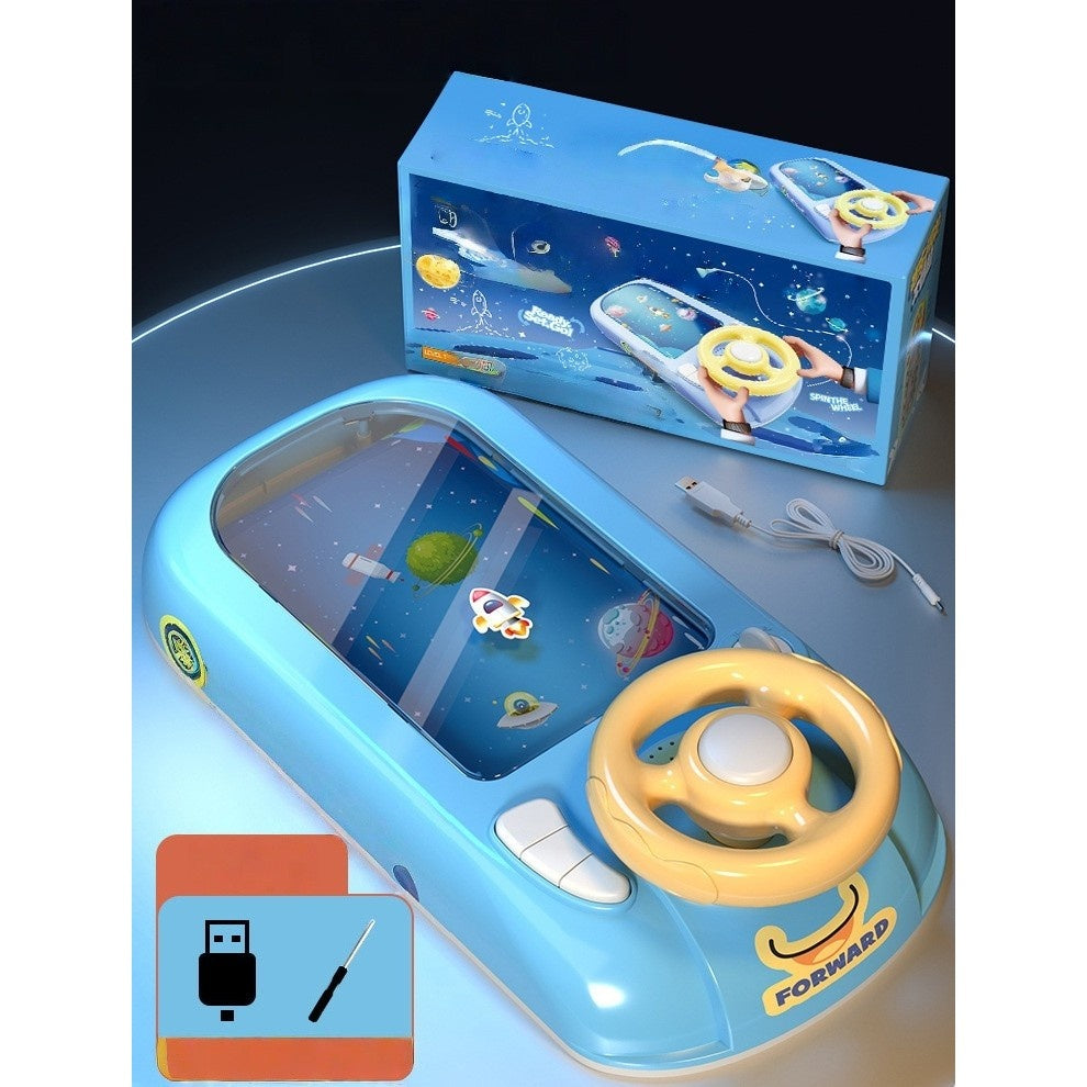 Joc Simulator de Condus, 3-6 Ani, Volan Interactiv, Efecte Sonore, din ABS, USB Inclus, Albastru