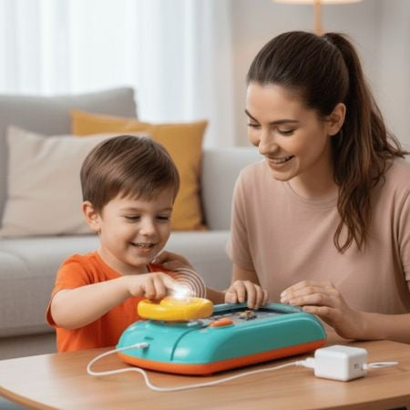 Joc Simulator de Condus, 3-6 Ani, Volan Interactiv, Efecte Sonore, din ABS, USB Inclus, Albastru
