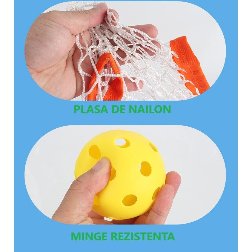Joc Spikeball, Joc in 2, pentru Plaja, Parcuri, Interior, 2 Plase, 2 Mingi, Multicolor