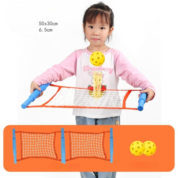 Joc Spikeball, pentru Copii, Joc in 2, pentru Plaja, Parcuri, Interior, 2 Plase, 2 Mingi, Senzorial, Prinderea Mingii, 50x30 cm, Multicolor