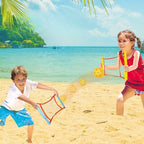 Joc Spikeball, pentru Copii, Joc in 2, pentru Plaja, Parcuri, Interior, 2 Plase, 2 Mingi, Senzorial, Prinderea Mingii, 50x30 cm, Multicolor