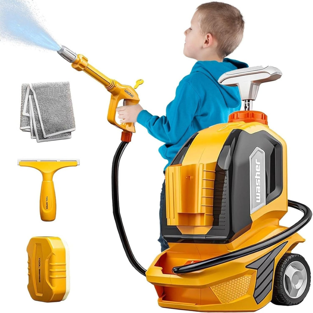 Jucarie Aparat de Spalat cu Presiune, Spalator Auto, Interactiv, Material Plastic, Accesorii Incluse, 38x26x17.5 cm, Portocaliu