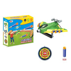 Jucarie cu Lansator pentru Copii, Lanseaza Manual, Tinta, Avion, 20 de Gloante din Material Moale, Verde