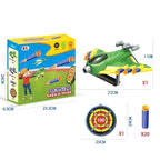 Jucarie cu Lansator pentru Copii, Lanseaza Manual, Tinta, Avion, 20 de Gloante din Material Moale, Verde