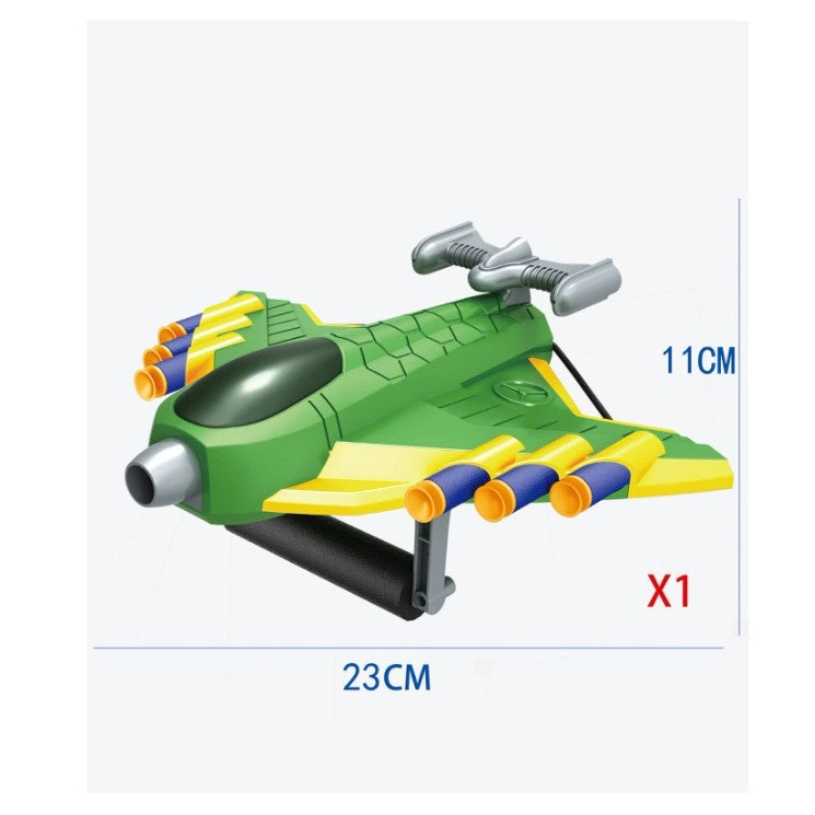 Jucarie cu Lansator pentru Copii, Lanseaza Manual, Tinta, Avion, 20 de Gloante din Material Moale, Verde