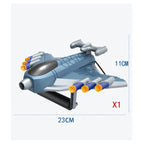 Jucarie cu Lansator pentru Copii, Lanseaza Manual, Tinta, Avion, 20 de Gloante din Material Moale, Gri