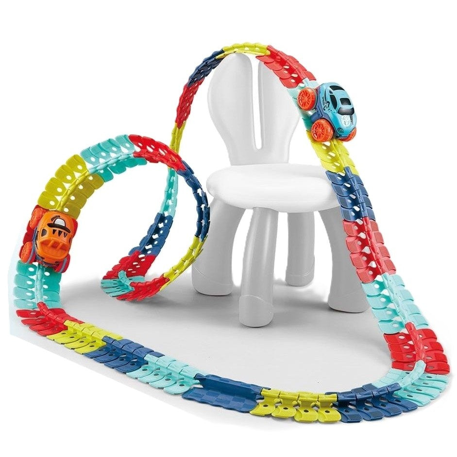 Jucarie de Constructie RollerCoaster, 138 de Piese, 41.5x31x7 cm, cu Masini, Multicolor