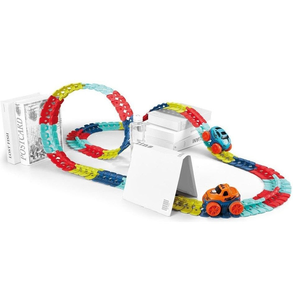 Jucarie de Constructie RollerCoaster, 138 de Piese, 41.5x31x7 cm, cu Masini, Multicolor