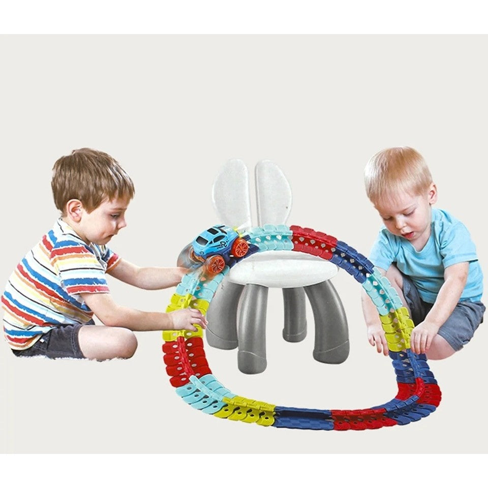 Jucarie de Constructie RollerCoaster, 138 de Piese, 41.5x31x7 cm, cu Masini, Multicolor