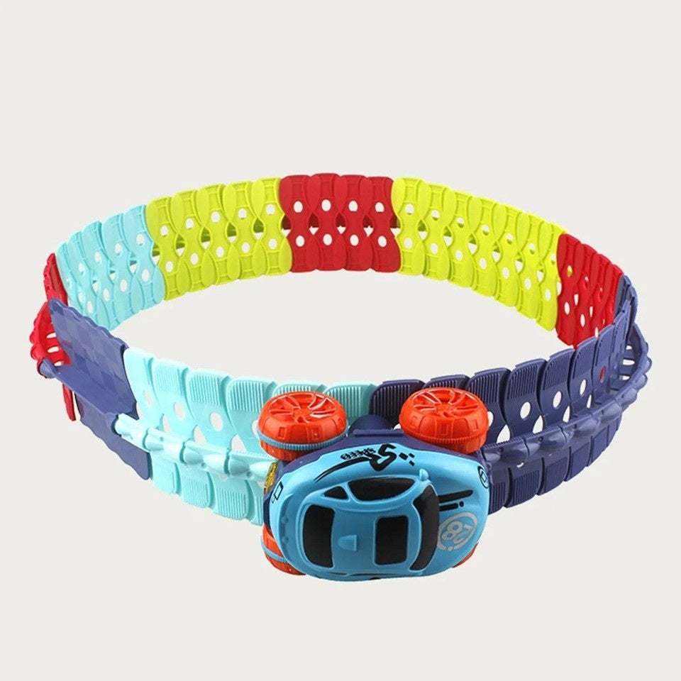 Jucarie de Constructie RollerCoaster, 184 de Piese, 44.5x36x7 cm, cu Masini, Multicolor