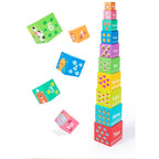 Jucarie de Construit, Blocuri Stivuibile, +3 Ani, 10 Cutii, Invatare numere 1-10, 13.4 x 13.4 x 13.4 cm, Multicolor