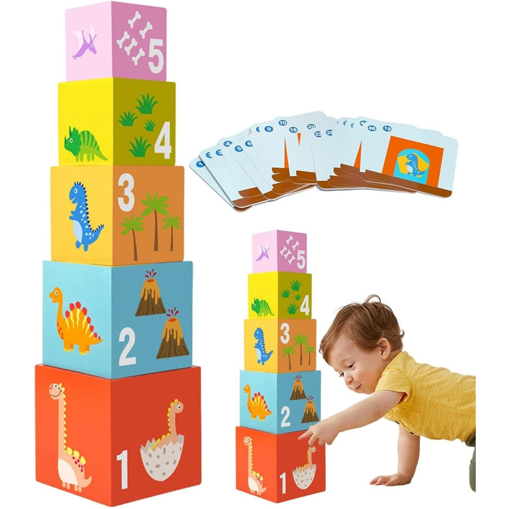 Jucarie de Construit, Blocuri Stivuibile, 4-6 Ani, 5 Cuburi, 48 de Modele de Construit, 1 Manual, Multicolor