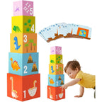 Jucarie de Construit, Blocuri Stivuibile, 4-6 Ani, 5 Cuburi, 48 de Modele de Construit, 1 Manual, Multicolor