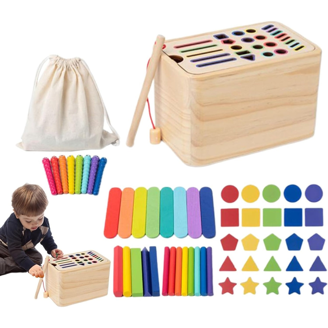 Jucarie de Sortare, din Lemn, +36 Luni, Tip Montessori, Multicolor