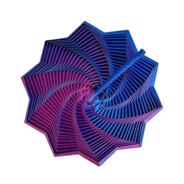 Jucarie Decompresie, Model Stea 3D, DuoChrome, Maner Spirala, Turn Magic Geometric, Multiple Forme, Anti-stress, 17 cm, Albastru/Violet