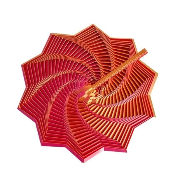 Jucarie Decompresie, Model Stea 3D, DuoChrome, Maner Spirala, Turn Magic Geometric, Multiple Forme, Anti-stress, 17 cm, Rosu/Auriu