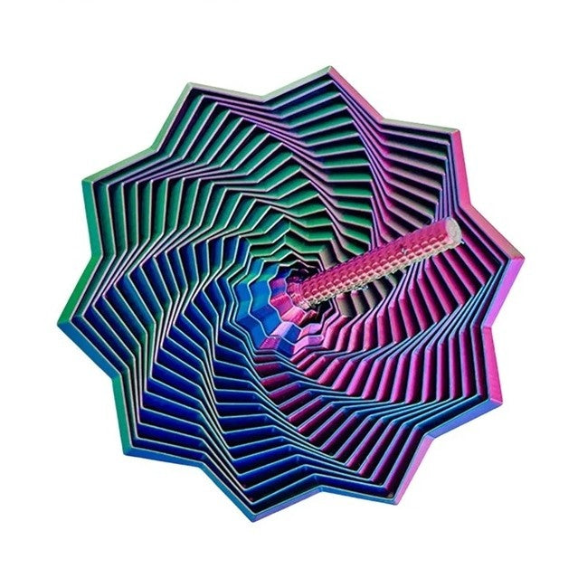 Jucarie Decompresie, Model Stea 3D, DuoChrome, Maner Spirala, Turn Magic Geometric, Multiple Forme, Anti-stress, 17 cm, Albastru Rosu Verde