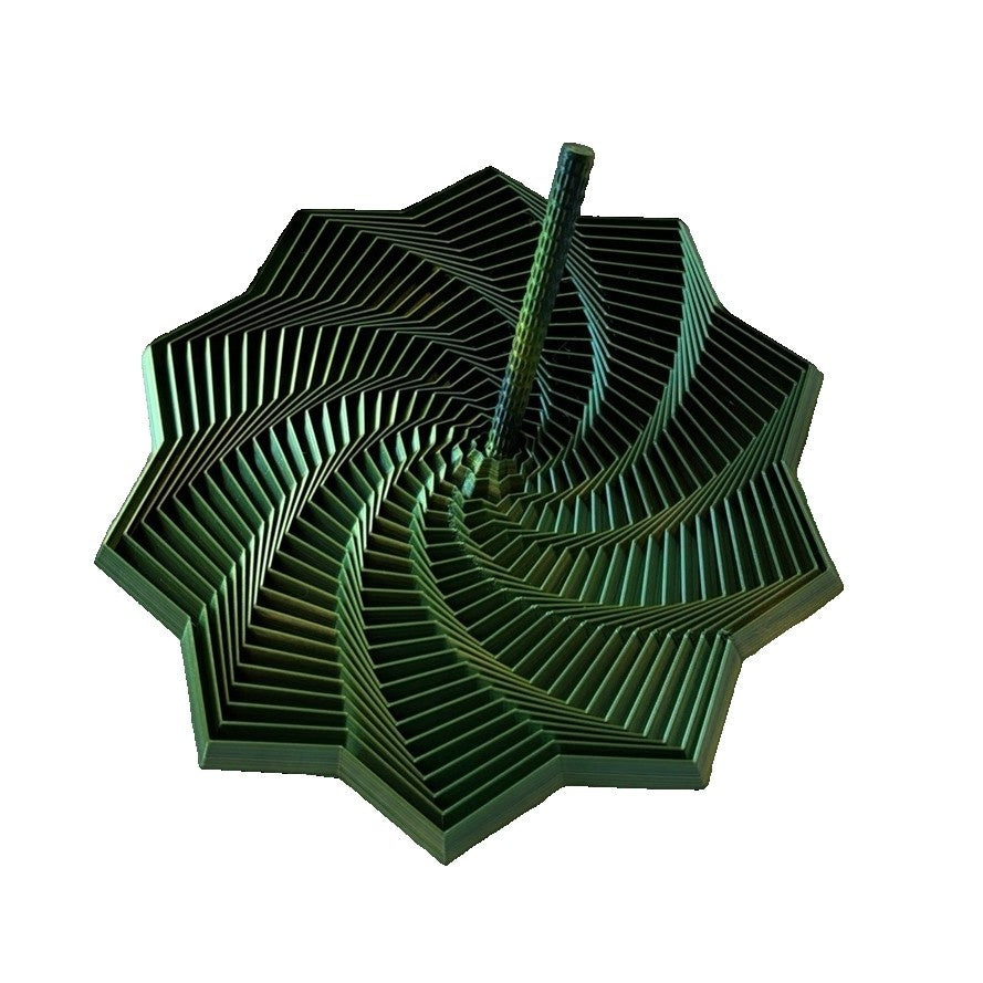 Jucarie Decompresie, Model Stea 3D, DuoChrome, Maner Spirala, Turn Magic Geometric, Multiple Forme, Anti-stress, 11 cm, Negru/Verde