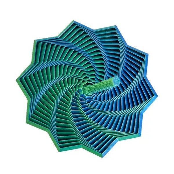Jucarie Decompresie, Model Stea 3D, DuoChrome, Maner Spirala, Turn Magic Geometric, Multiple Forme, Anti-stress, 11 cm, Verde/Albastru