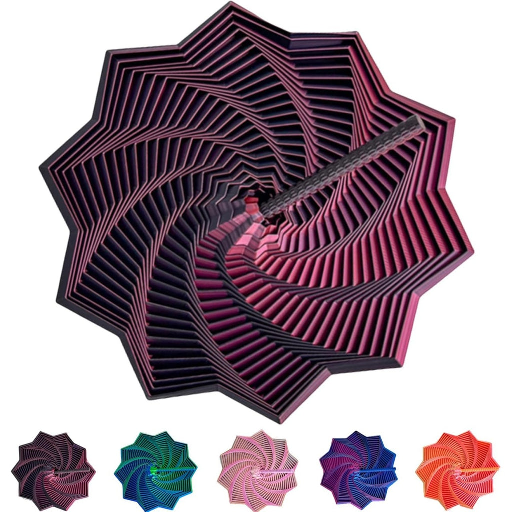 Jucarie Decompresie, Model Stea 3D, DuoChrome, Maner Spirala, Turn Magic Geometric, Multiple Forme, Anti-stress, 17 cm, Negru/Rosu