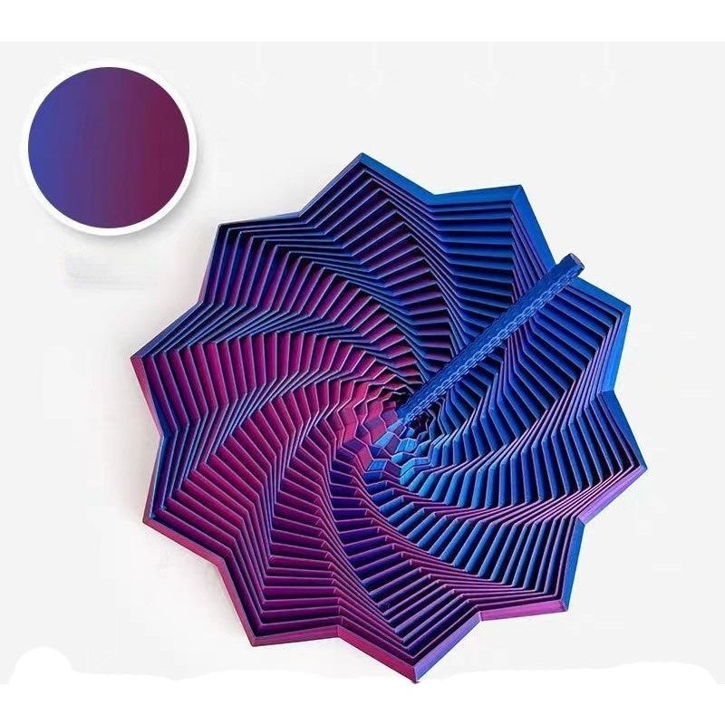 Jucarie Decompresie, Model Stea 3D, DuoChrome, Maner Spirala, Turn Magic Geometric, Multiple Forme, Anti-stress, 17 cm, Albastru/Violet