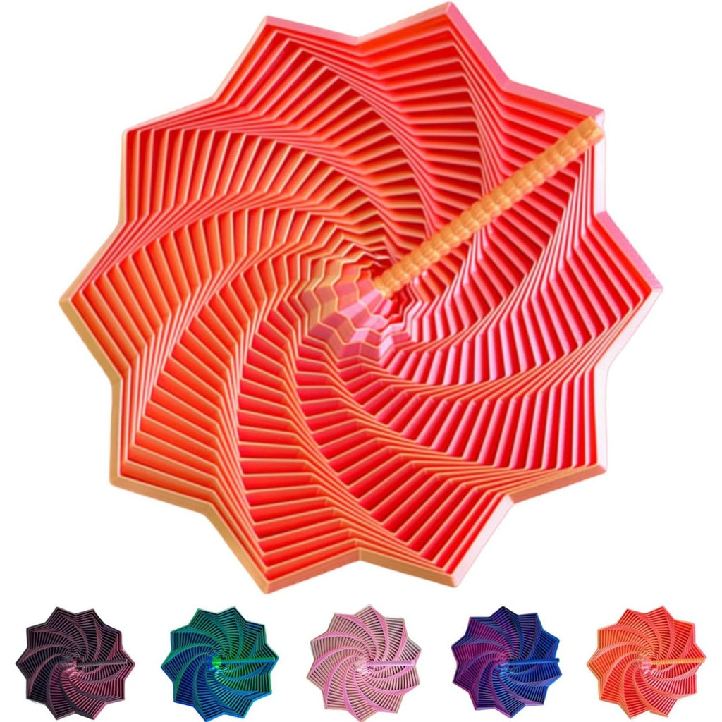 Jucarie Decompresie, Model Stea 3D, DuoChrome, Maner Spirala, Turn Magic Geometric, Multiple Forme, Anti-stress, 17 cm, Rosu/Auriu