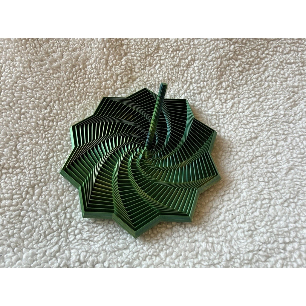 Jucarie Decompresie, Model Stea 3D, DuoChrome, Maner Spirala, Turn Magic Geometric, Multiple Forme, Anti-stress, 17 cm, Negru/Verde