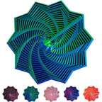 Jucarie Decompresie, Model Stea 3D, DuoChrome, Maner Spirala, Turn Magic Geometric, Multiple Forme, Anti-stress, 11 cm, Verde/Albastru