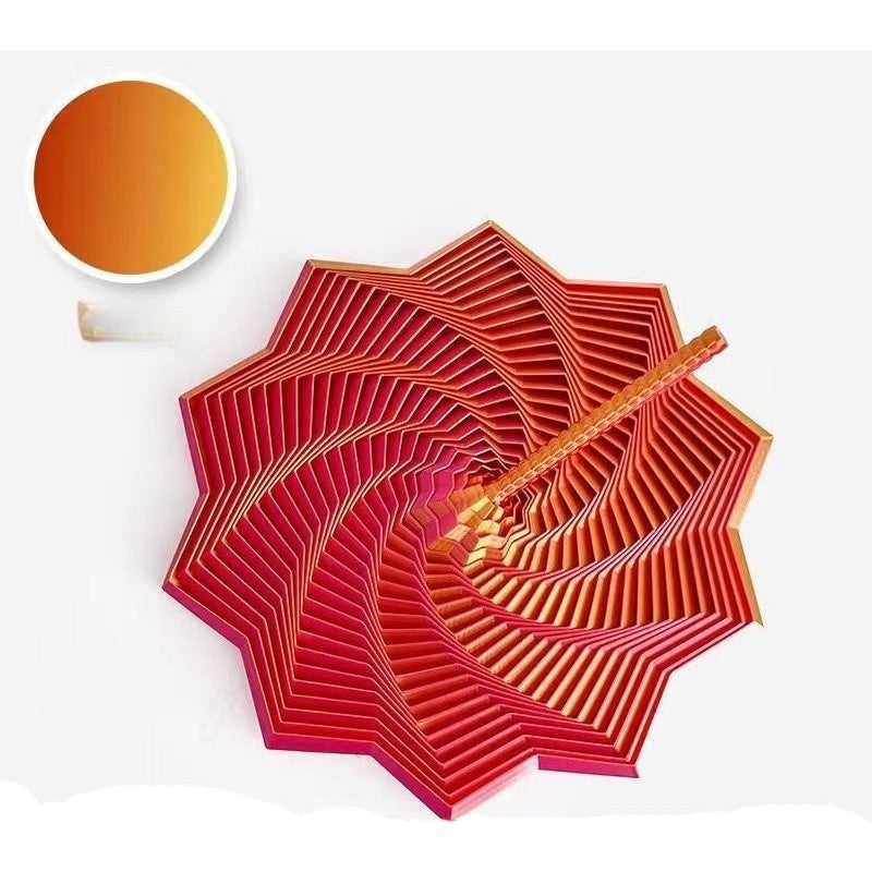 Jucarie Decompresie, Model Stea 3D, DuoChrome, Maner Spirala, Turn Magic Geometric, Multiple Forme, Anti-stress, 8.6 cm, Rosu/Auriu