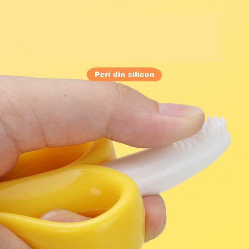 Jucarie dentitie bebelusi banana, material silicon non-toxic, 3m+
