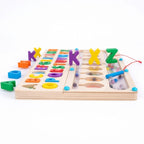 Jucarie educativa din lemn, Abecedar colorat pentru copii, Joc Montessori din lemn, 3+ ani