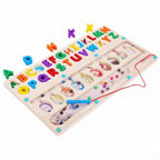 Jucarie educativa din lemn, Abecedar colorat pentru copii, Joc Montessori din lemn, 3+ ani